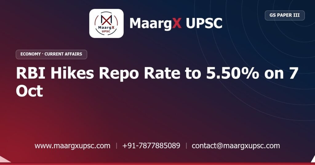 RBI Hikes Repo Rate to 5.50% on 7 Oct - MaargX UPSC Current Affairs
