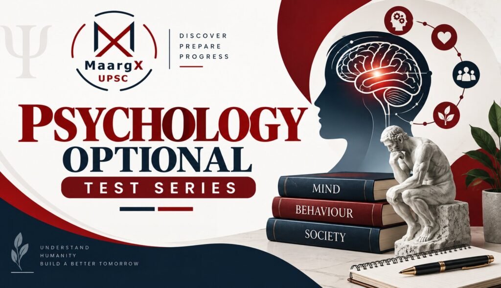 MaargX UPSC Psychology Optional Test Series banner: 12-test UPSC Psychology programme
