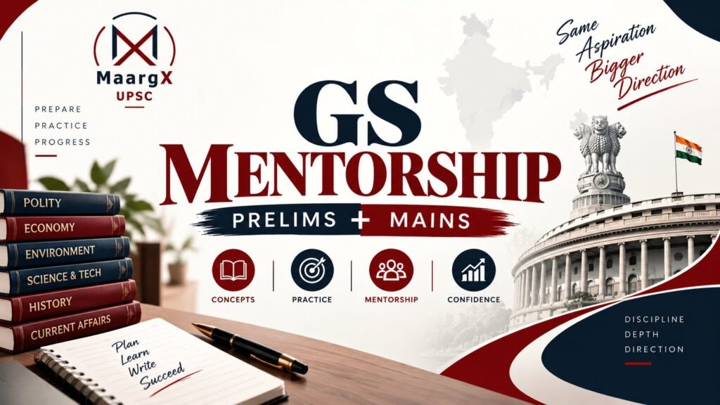 MaargX UPSC GS Prelims plus Mains Mentorship banner: MAARG hand-held UPSC mentoring programme