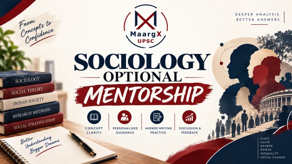 MaargX UPSC Sociology Optional Mentorship banner: 180-day UPSC Sociology optional plan
