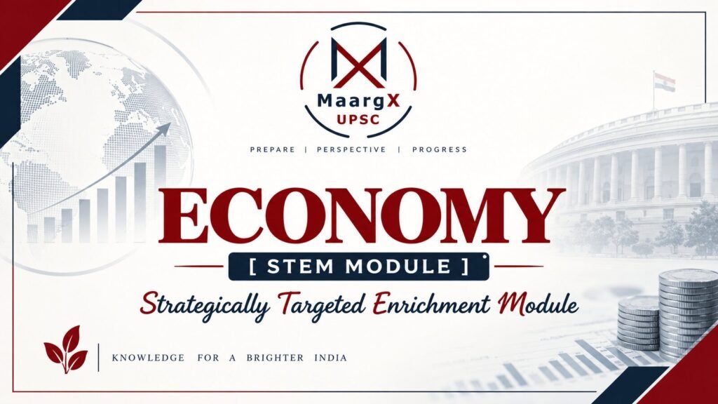 MaargX UPSC Economics Module banner: UPSC Economics lectures with daily practice papers