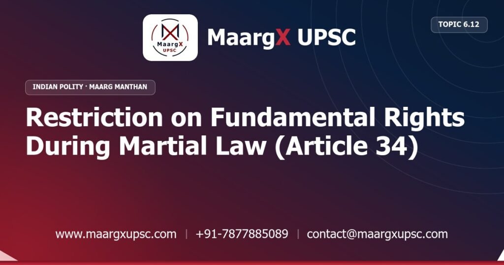 Restriction on Fundamental Rights During Martial Law (Article 34) - Indian Polity - MaargX UPSC Maarg Manthan