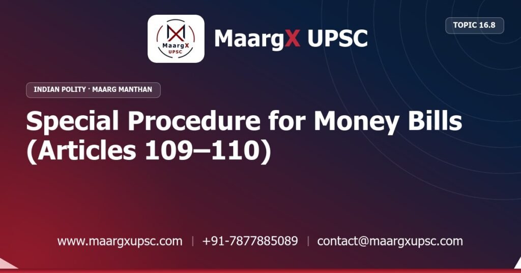 Special Procedure for Money Bills (Articles 109–110) - Indian Polity - MaargX UPSC Maarg Manthan